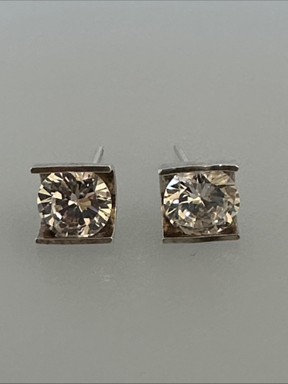 Classic 9k White Gold Cubic Zirconia Stud Earrings - Picture 6 of 8